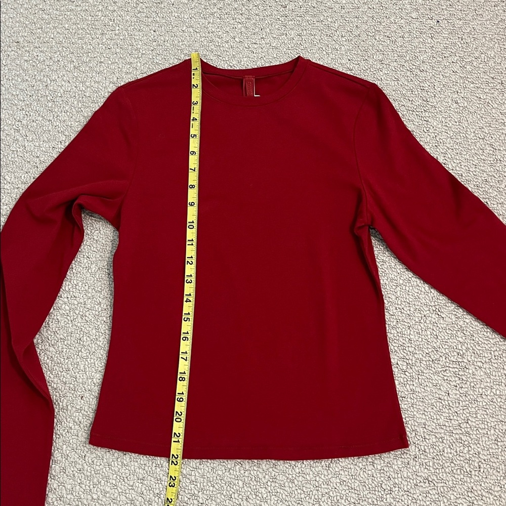 Skims Cotton Jersey Long Sleeve T-Shirt in Brick - Picture 9 of 10